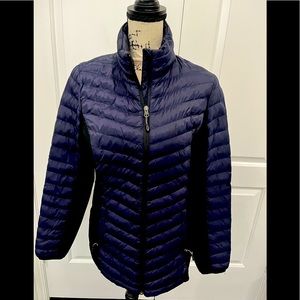 Nylon Ribbed Blue and Black Zip Up Jacket